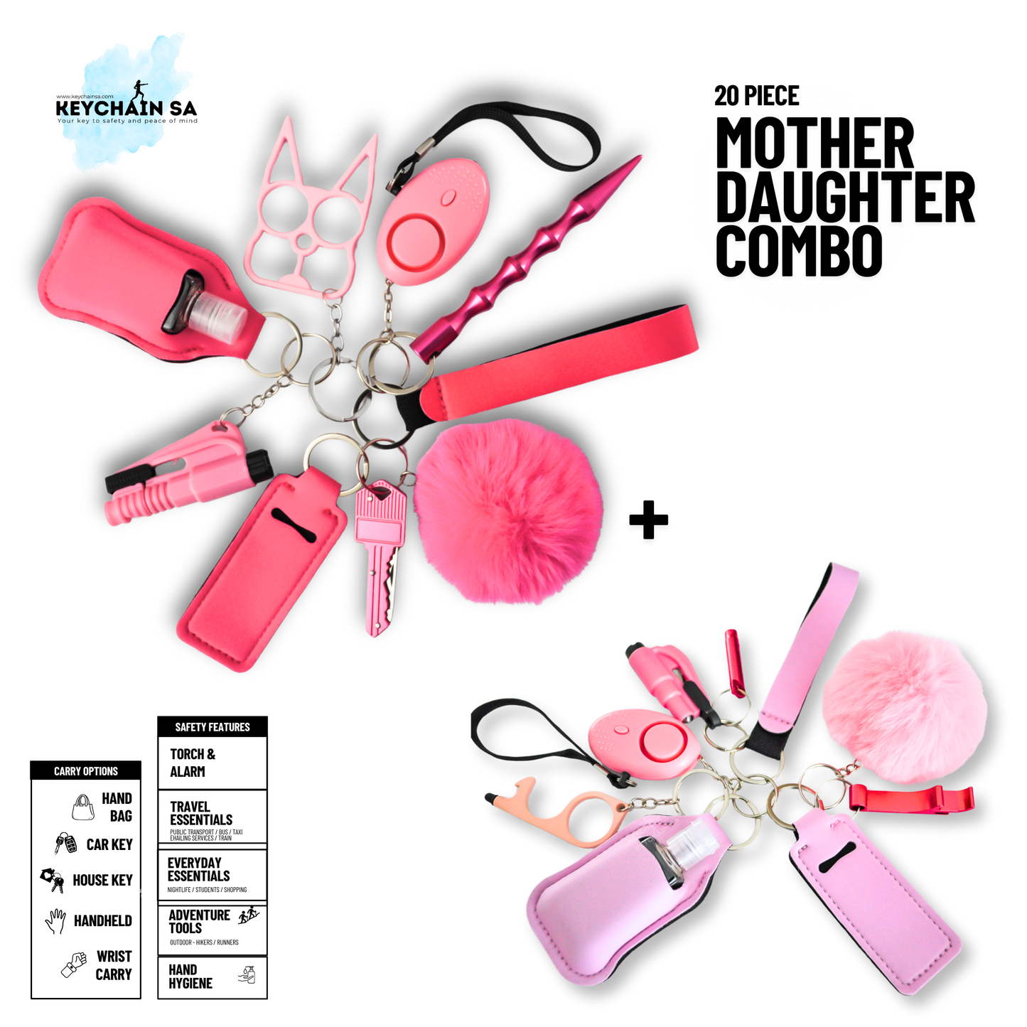 Mother-Daughter safety keychain combo