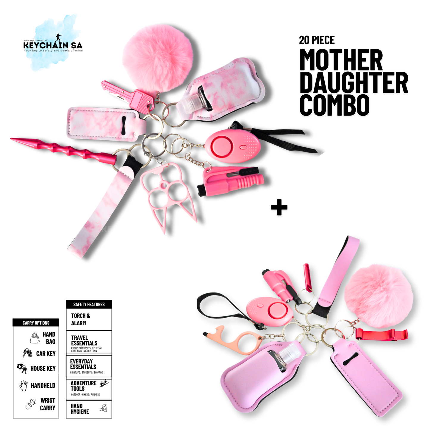 Mother-Daughter safety keychain combo