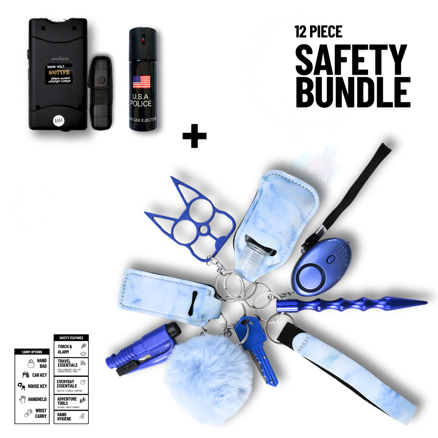 12-Piece Safety Keychain Bundle 15in1