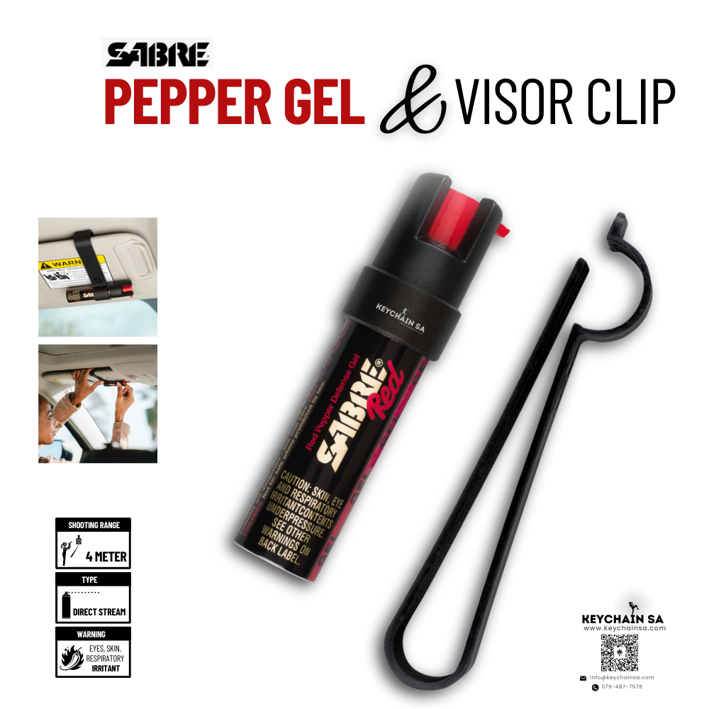 SABRE Pepper Gel with Car Visor Clip for Safe Driving