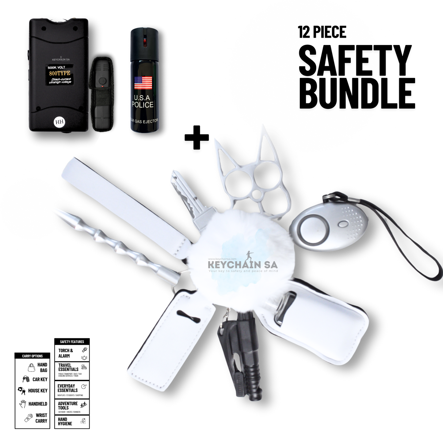 12-Piece Safety Keychain Bundle 15in1