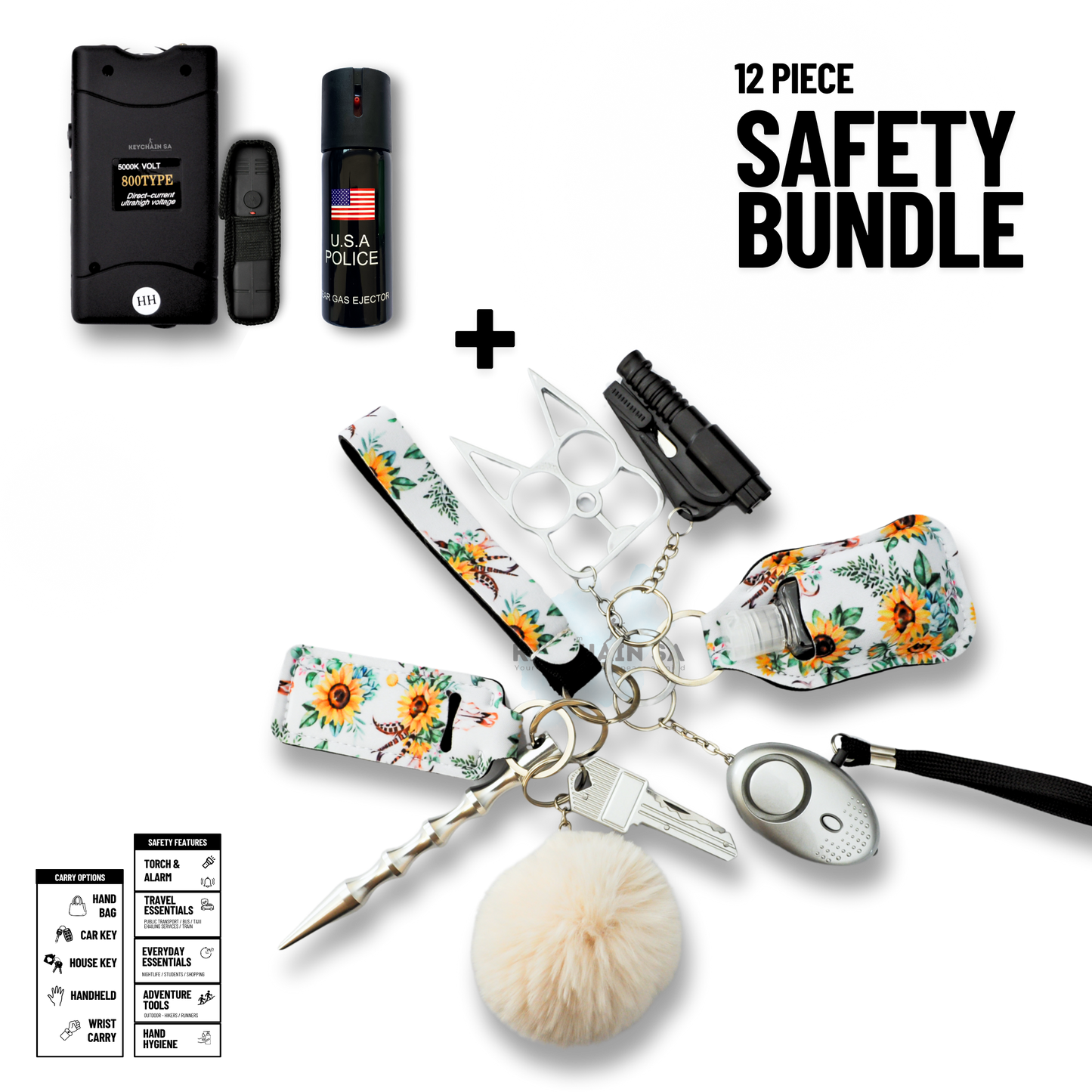 12-Piece Safety Keychain Bundle 15in1