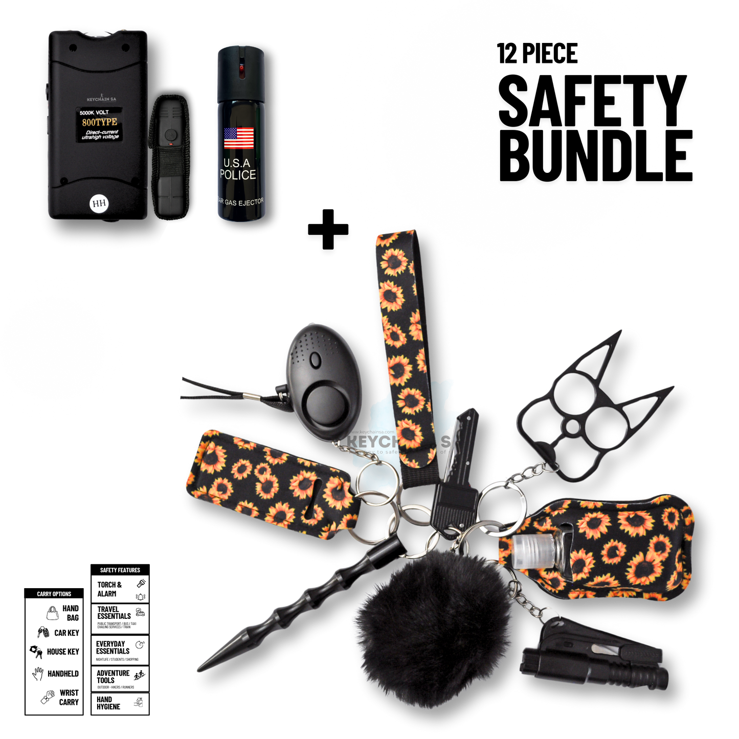 12-Piece Safety Keychain Bundle 15in1