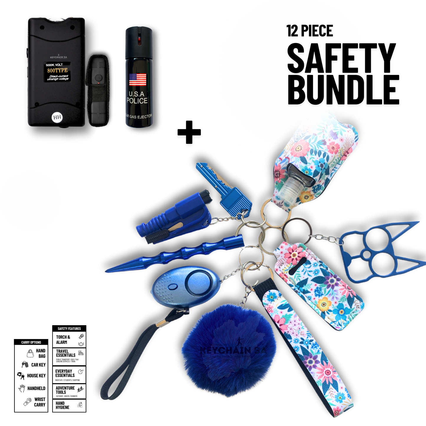 12-Piece Safety Keychain Bundle 15in1