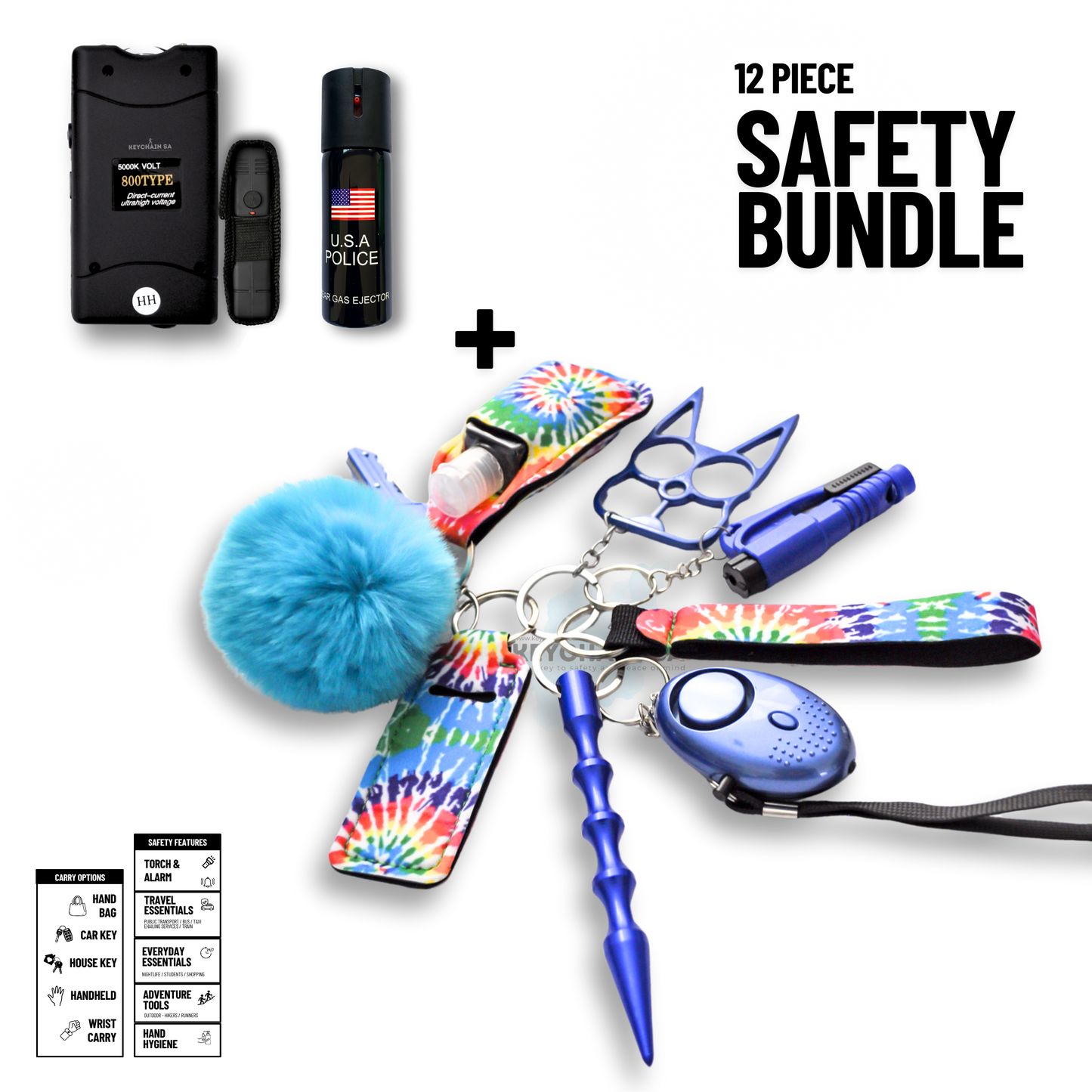 12-Piece Safety Keychain Bundle 15in1