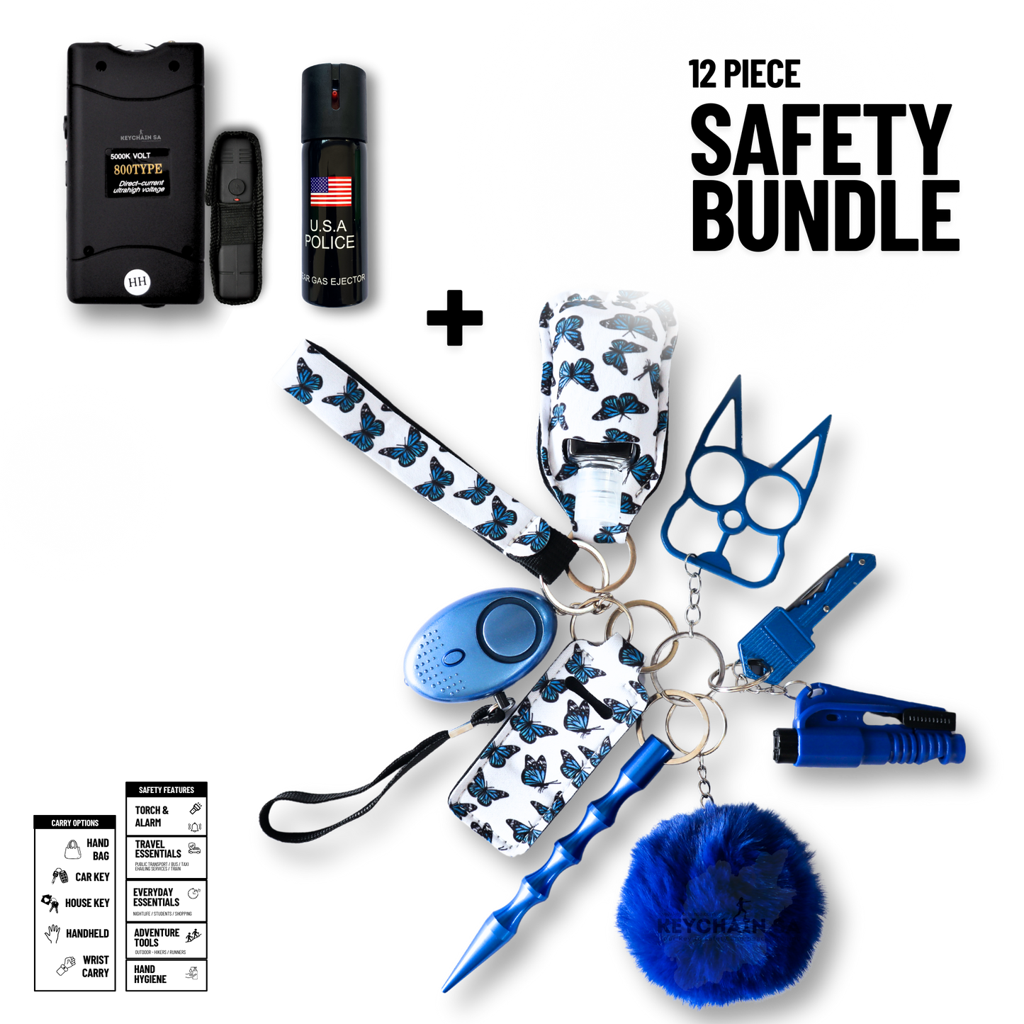 12-Piece Safety Keychain Bundle 15in1