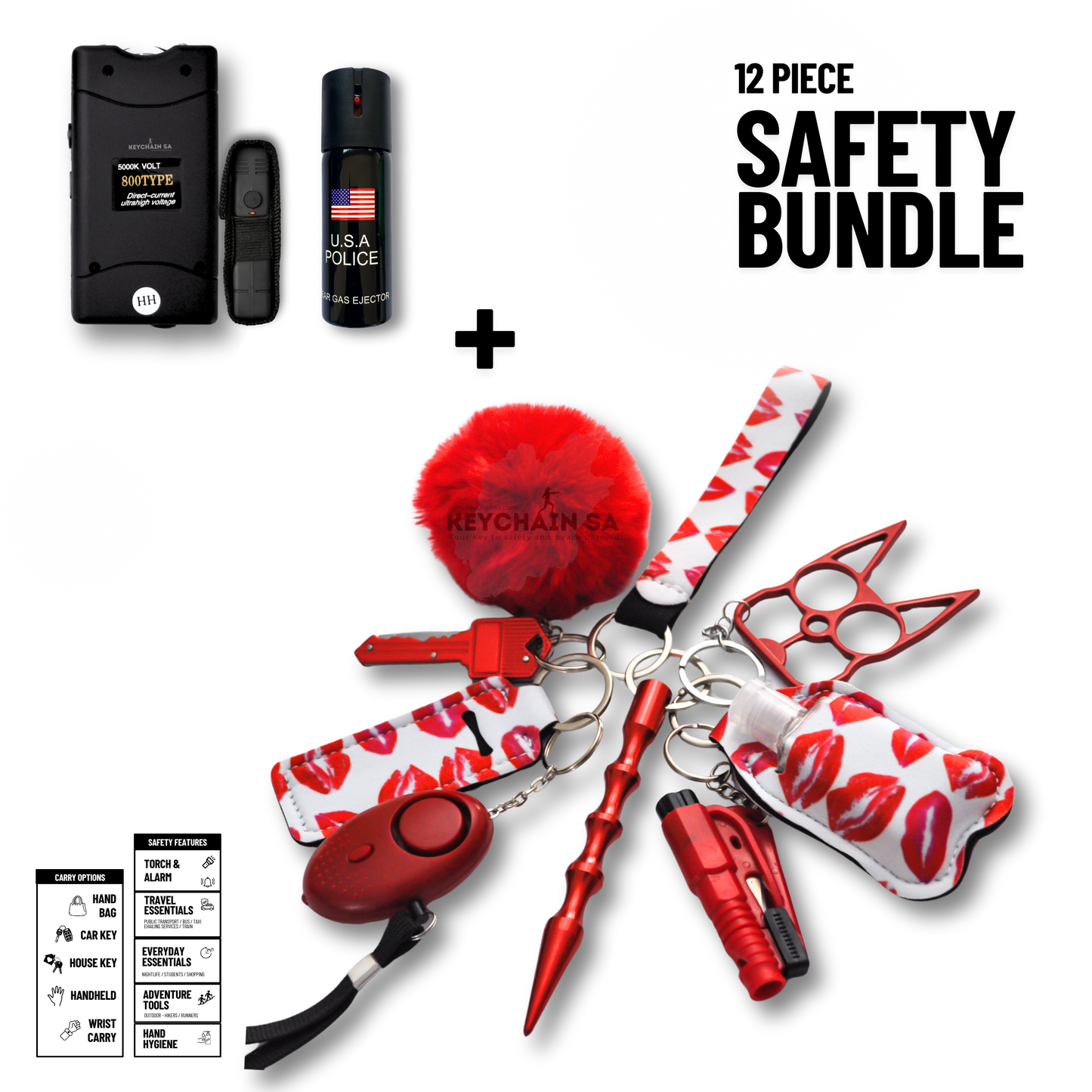 12-Piece Safety Keychain Bundle 15in1