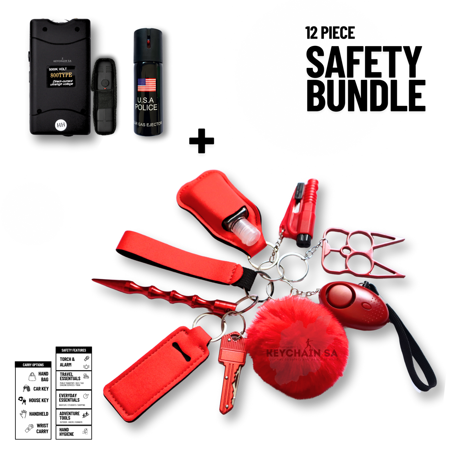 12-Piece Safety Keychain Bundle 15in1