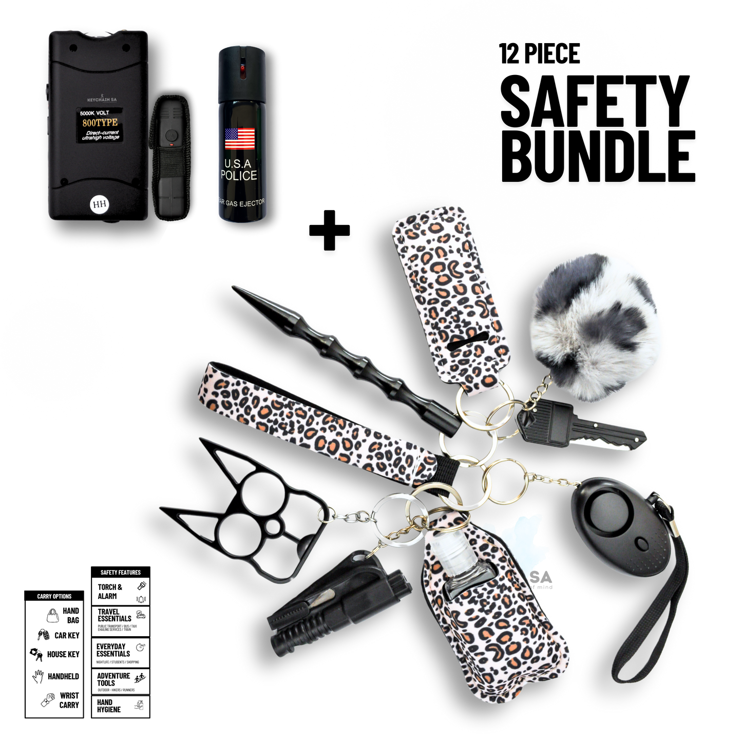 12-Piece Safety Keychain Bundle 15in1