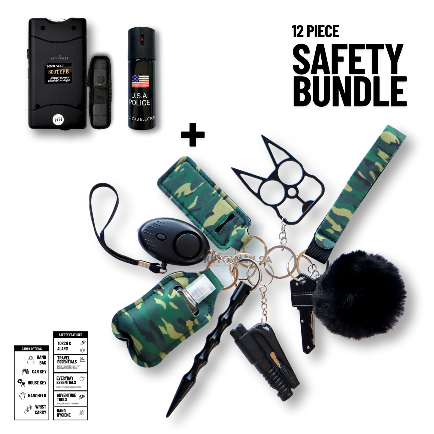 12-Piece Safety Keychain Bundle 15in1