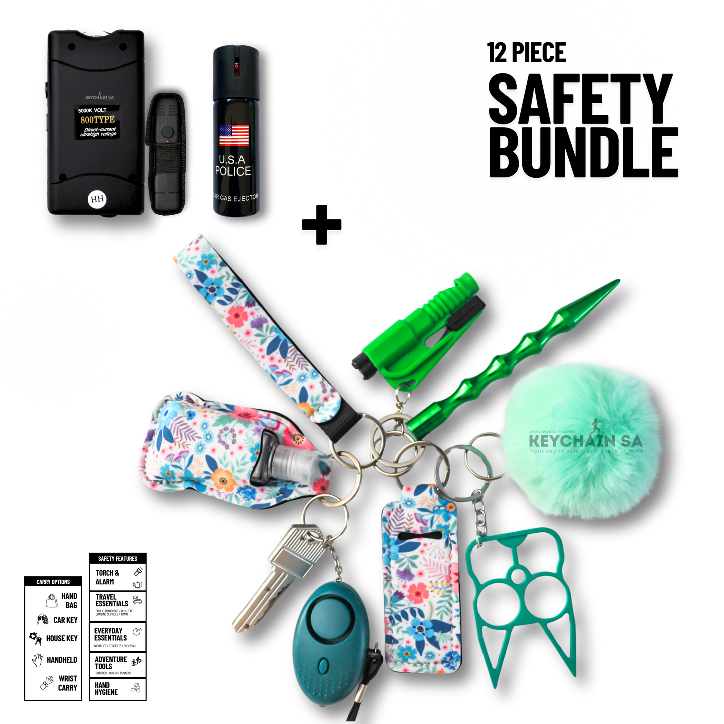 12-Piece Safety Keychain Bundle 15in1