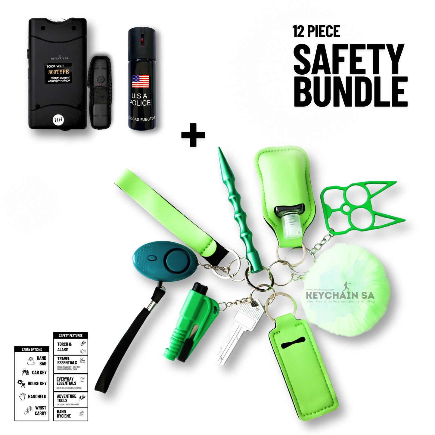 12-Piece Safety Keychain Bundle 15in1