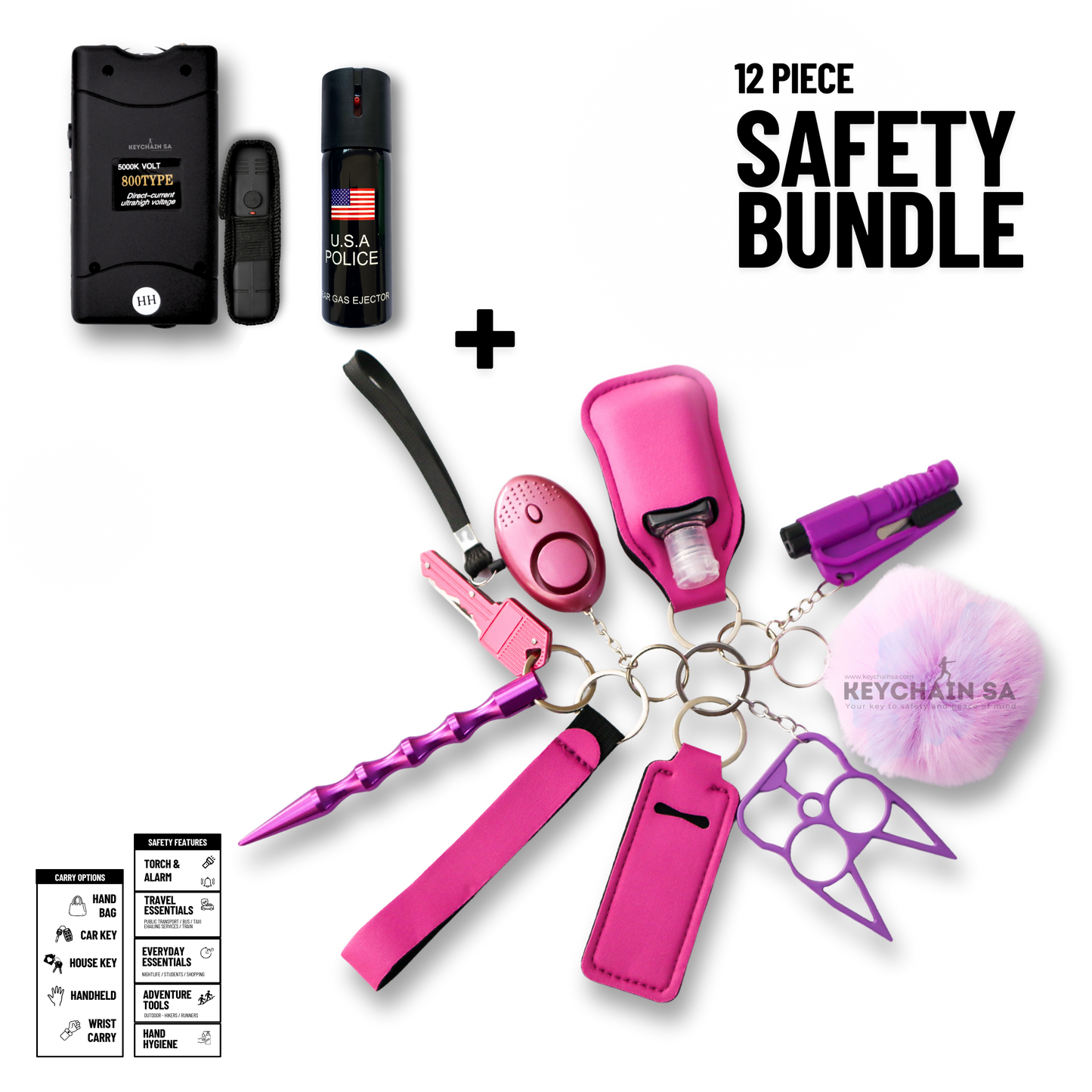 12-Piece Safety Keychain Bundle 15in1