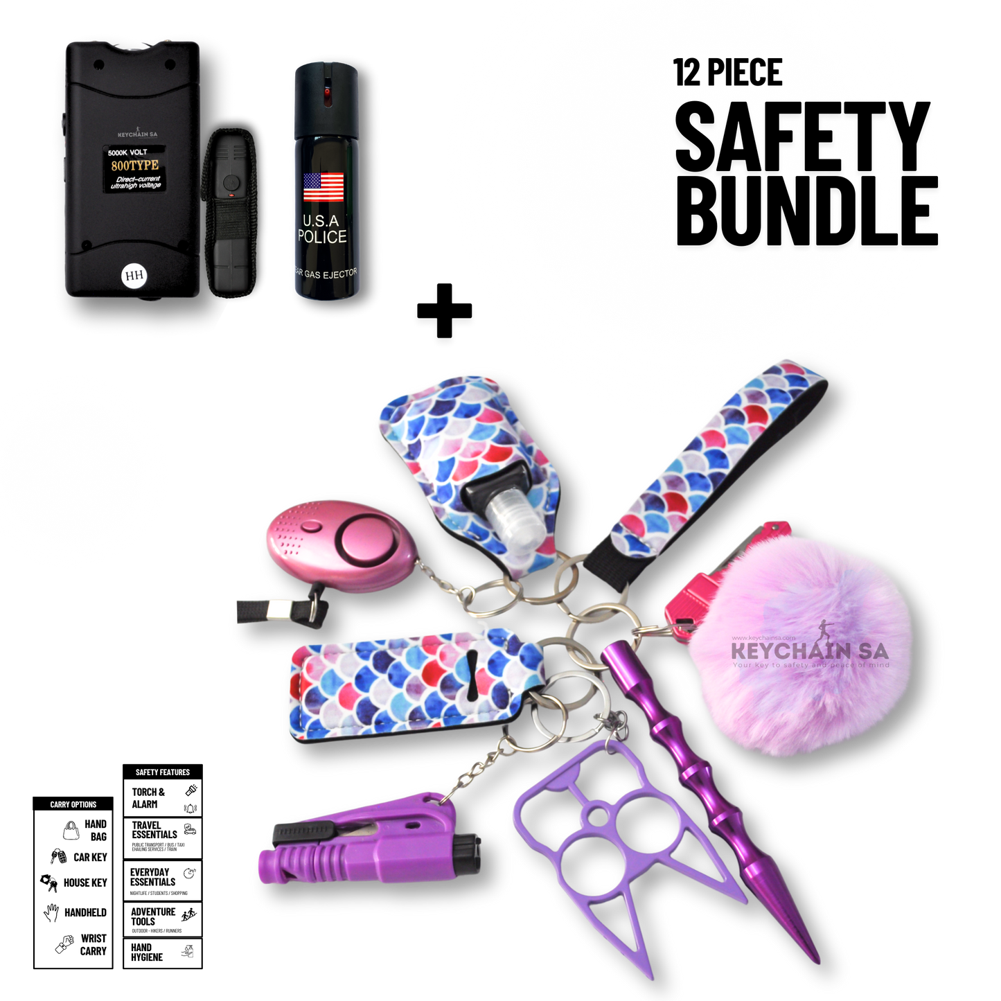 12-Piece Safety Keychain Bundle 15in1