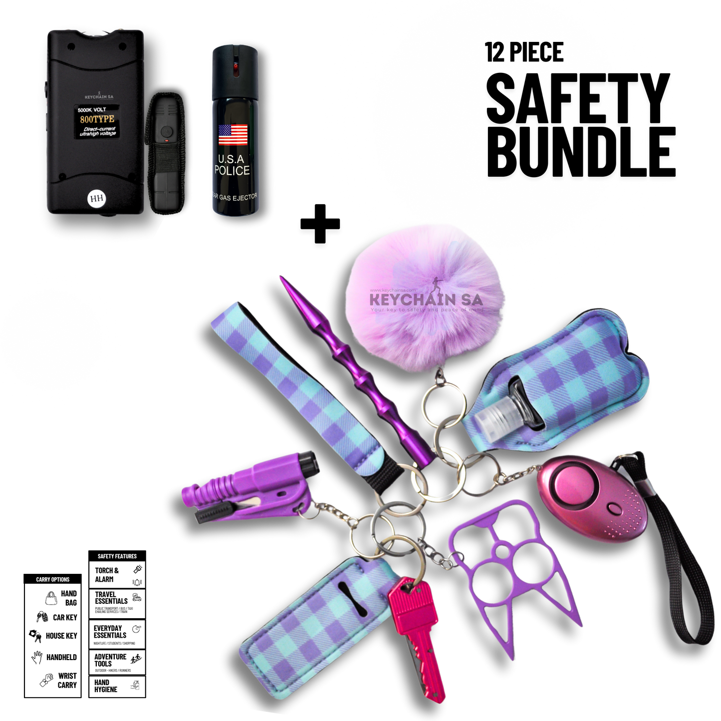 12-Piece Safety Keychain Bundle 15in1