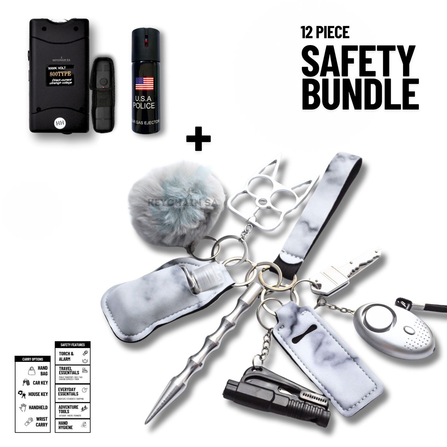 12-Piece Safety Keychain Bundle 15in1