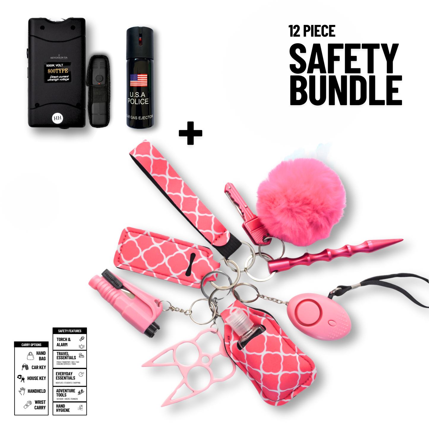 12-Piece Safety Keychain Bundle 15in1