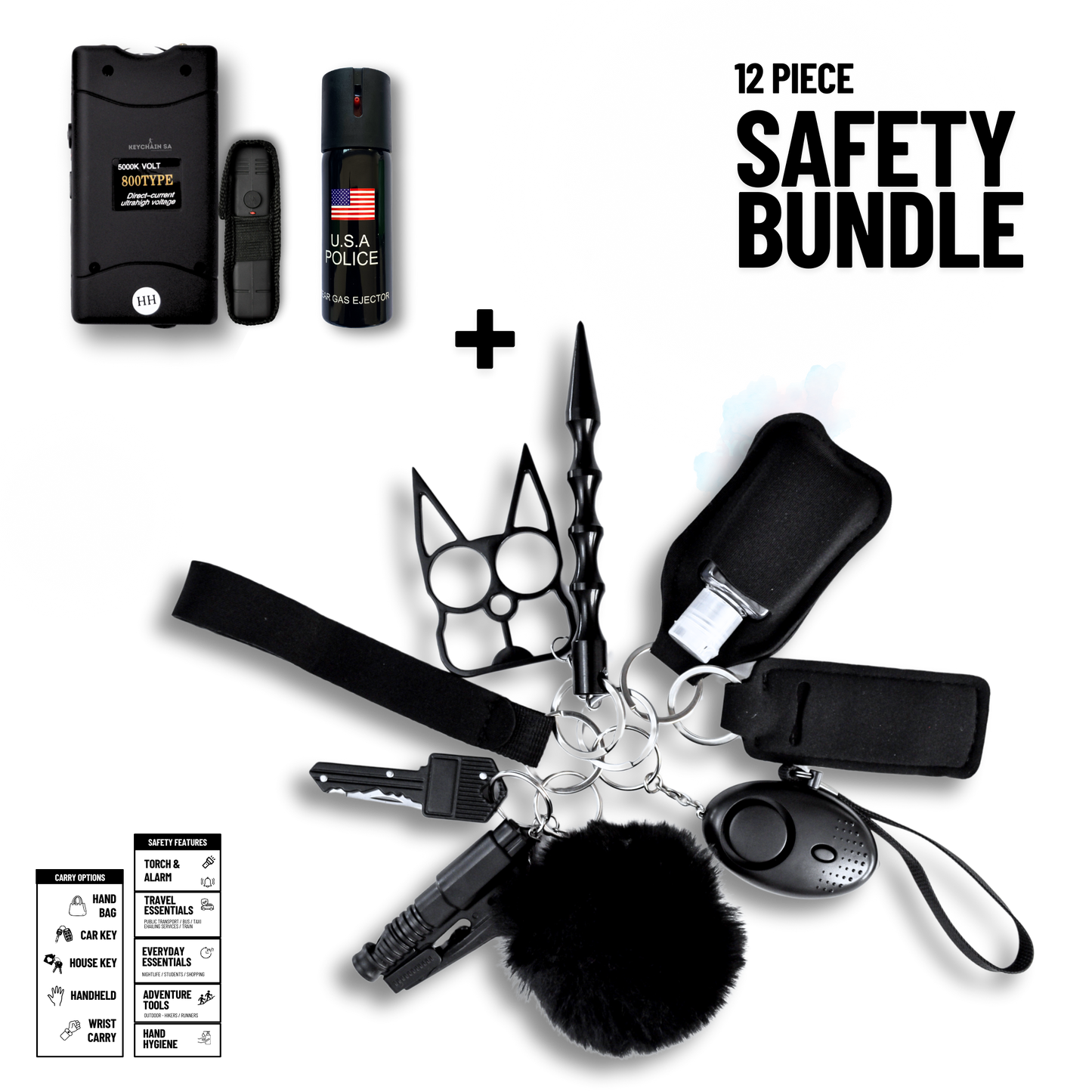 12-Piece Safety Keychain Bundle 15in1