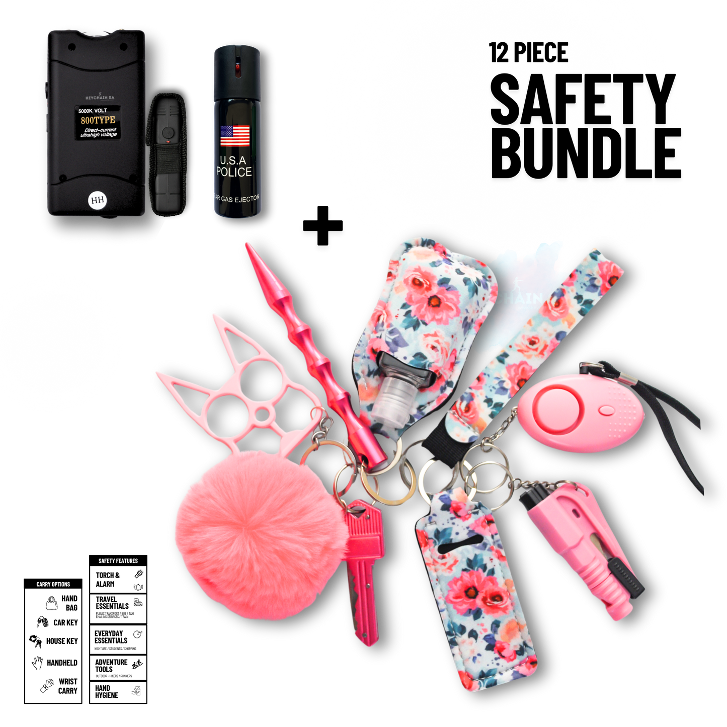 12-Piece Safety Keychain Bundle 15in1