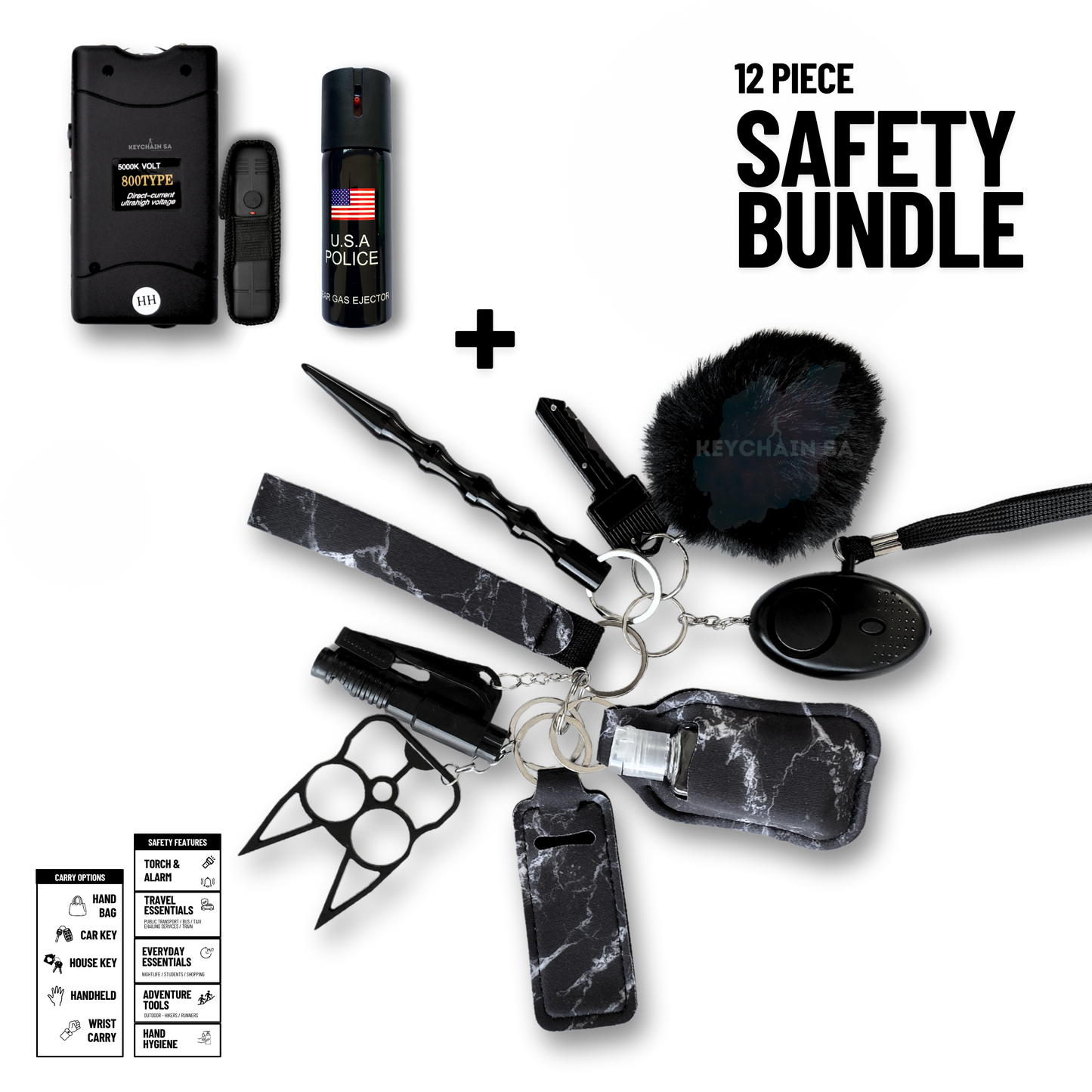 12-Piece Safety Keychain Bundle 15in1