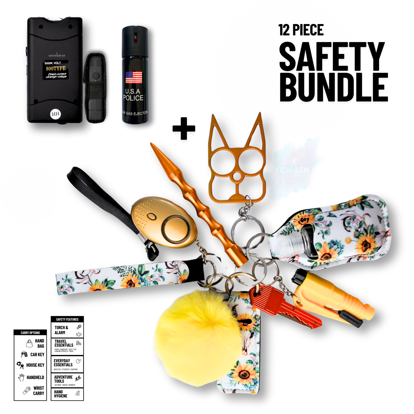 12-Piece Safety Keychain Bundle 15in1