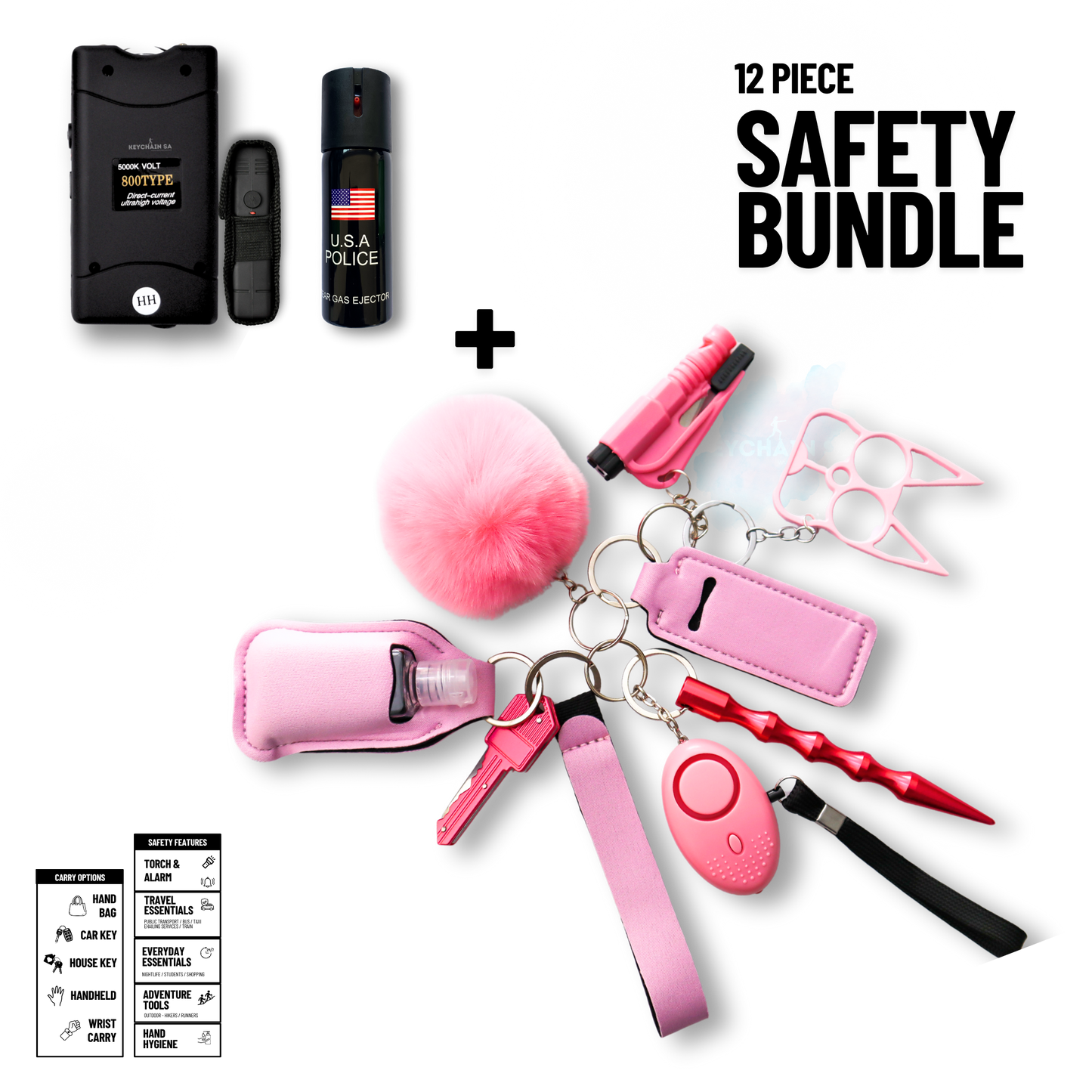 12-Piece Safety Keychain Bundle 15in1