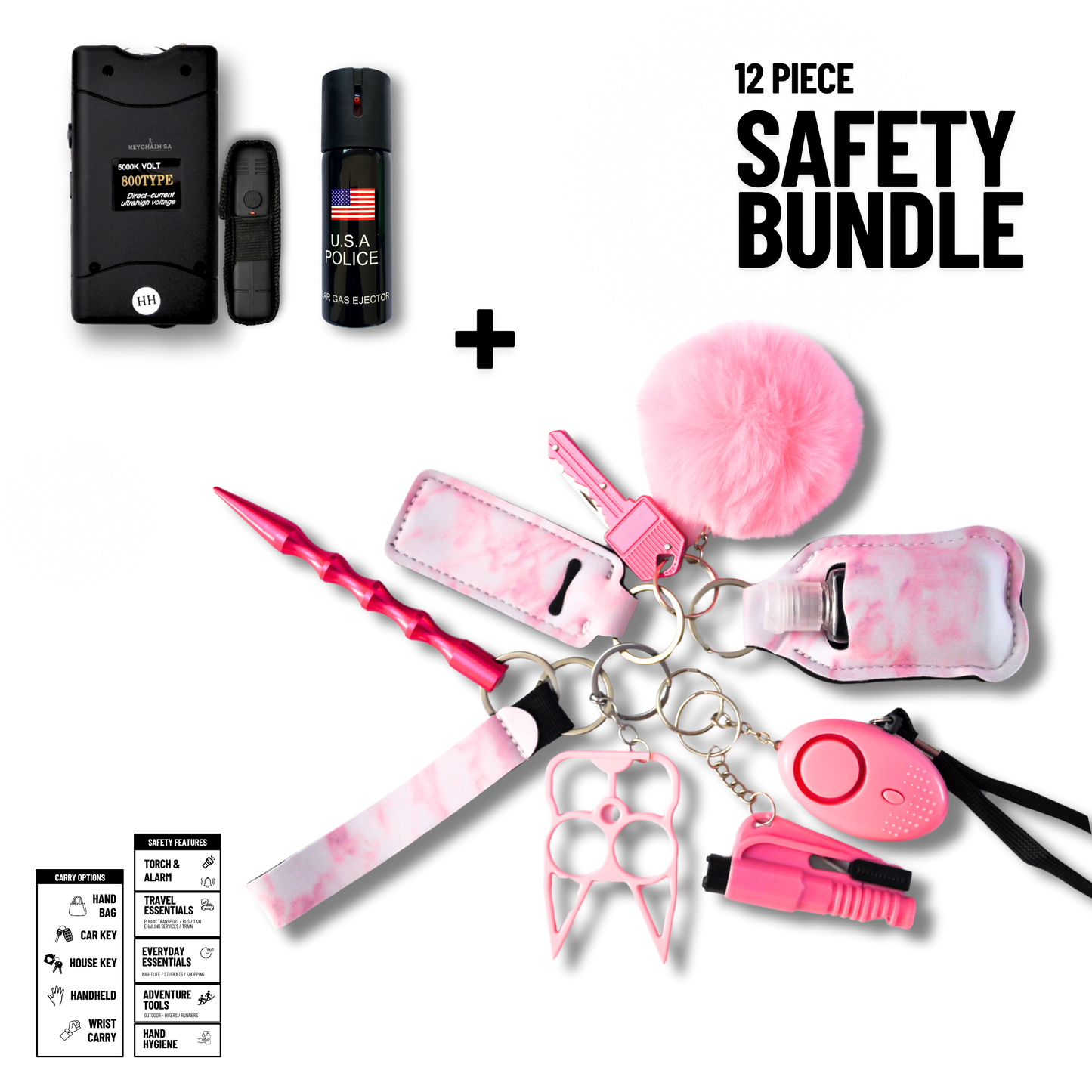 12-Piece Safety Keychain Bundle 15in1