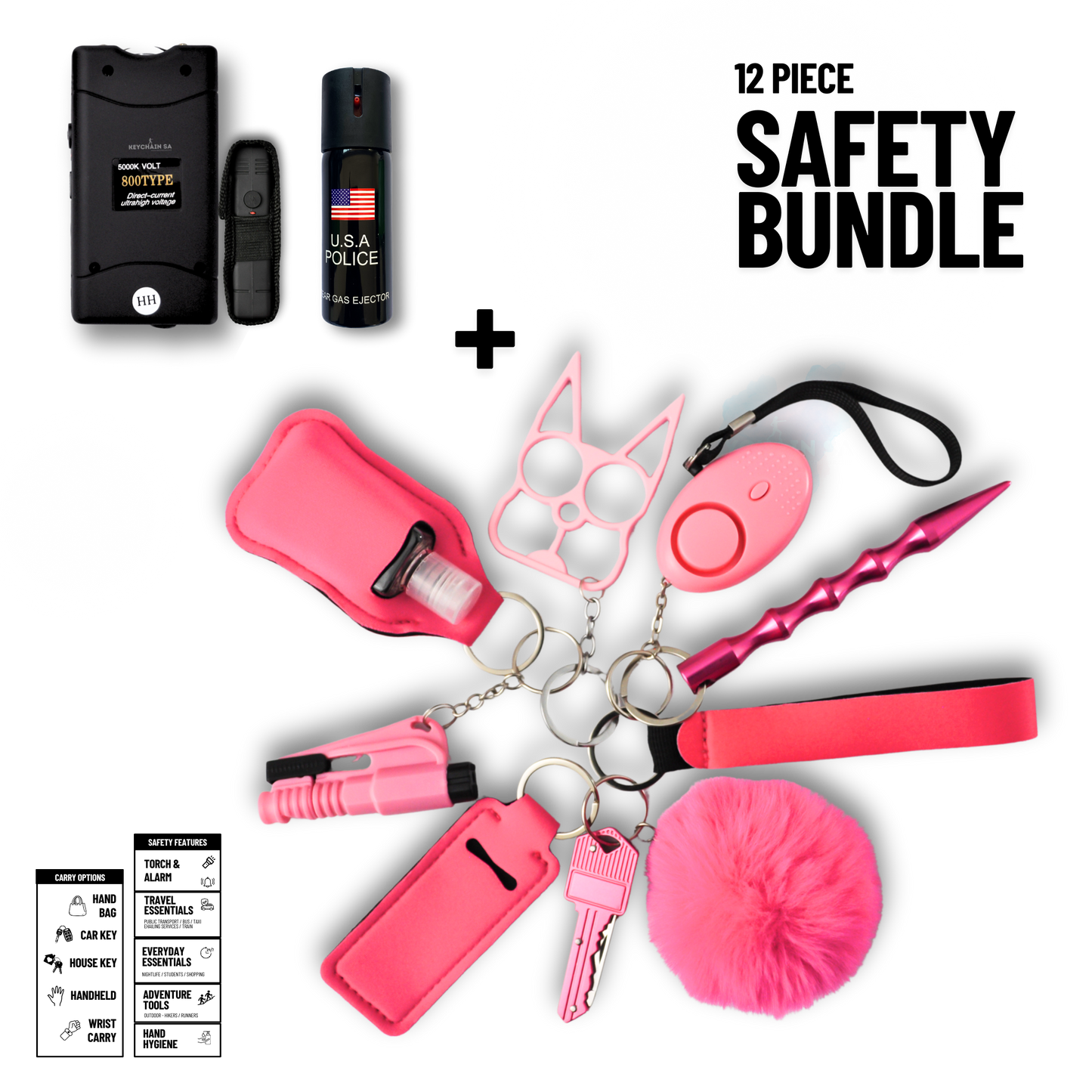 12-Piece Safety Keychain Bundle 15in1