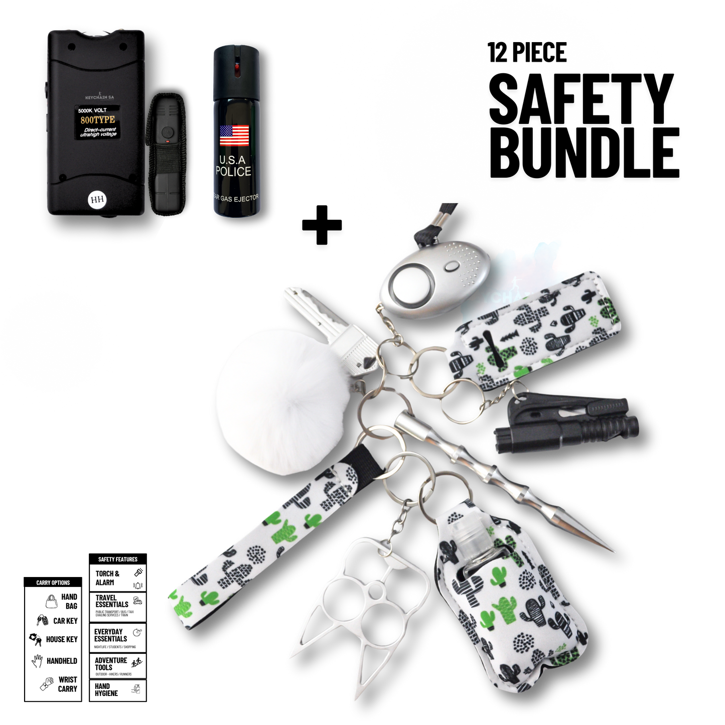 12-Piece Safety Keychain Bundle 15in1