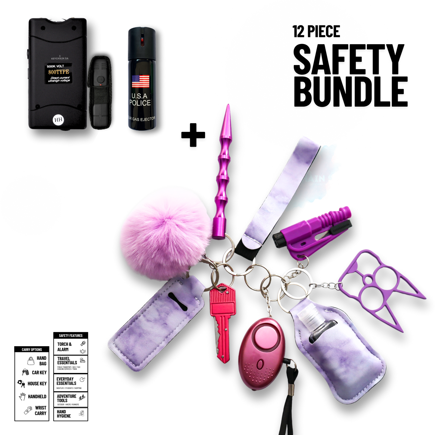 12-Piece Safety Keychain Bundle 15in1