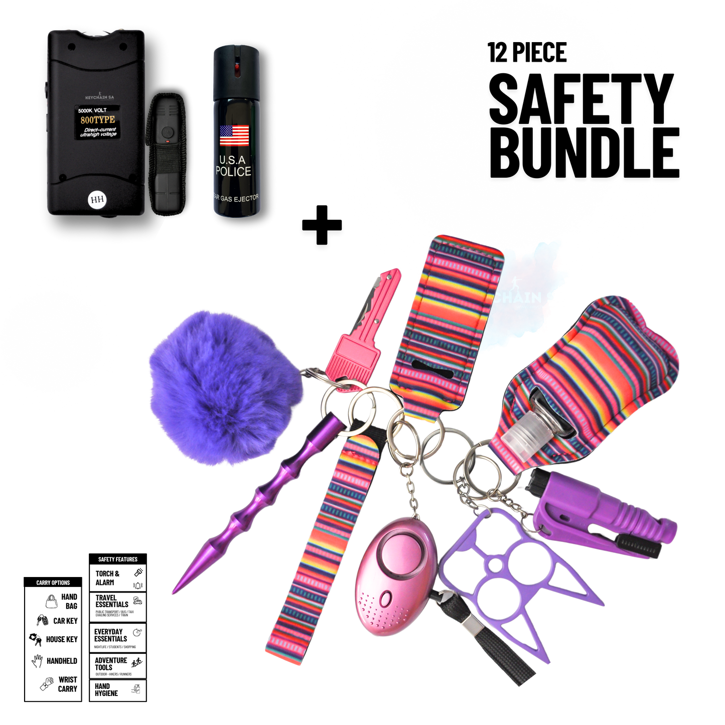 12-Piece Safety Keychain Bundle 15in1