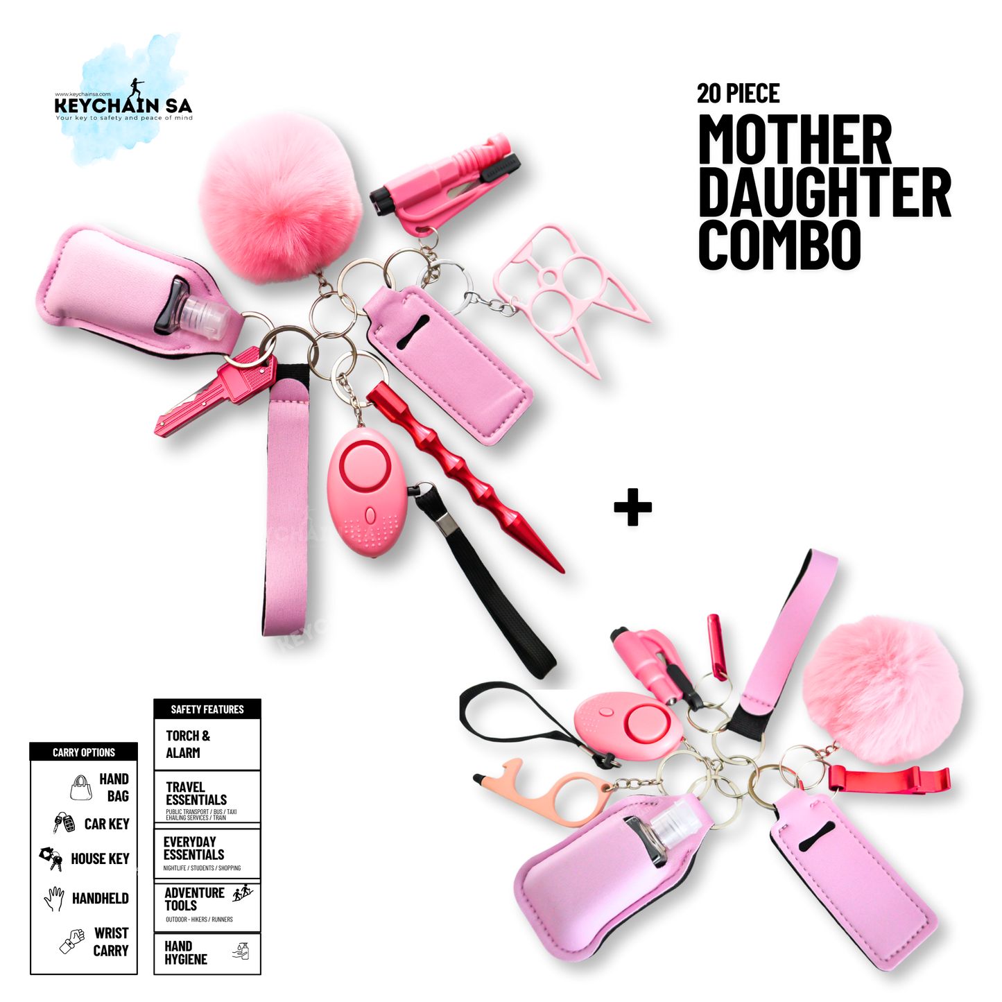 Mother-Daughter safety keychain combo