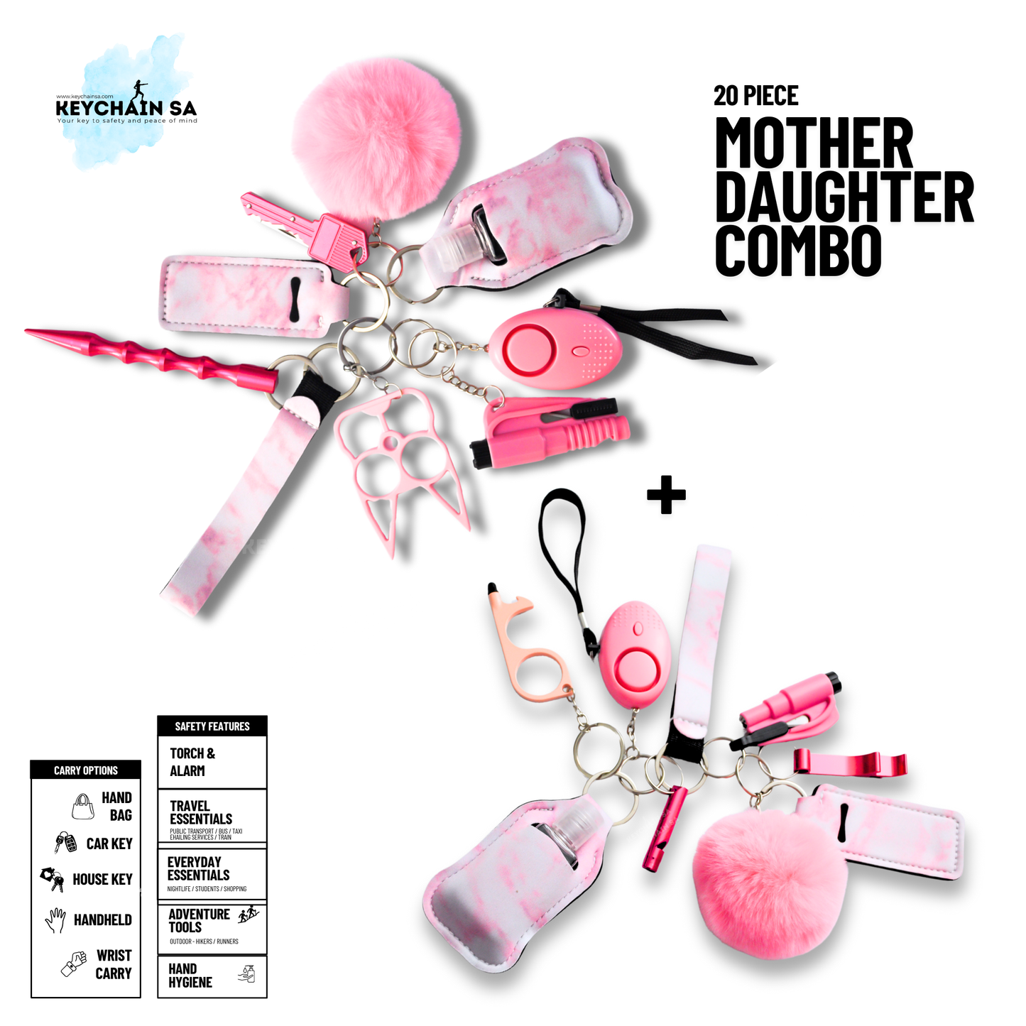 Mother-Daughter safety keychain combo