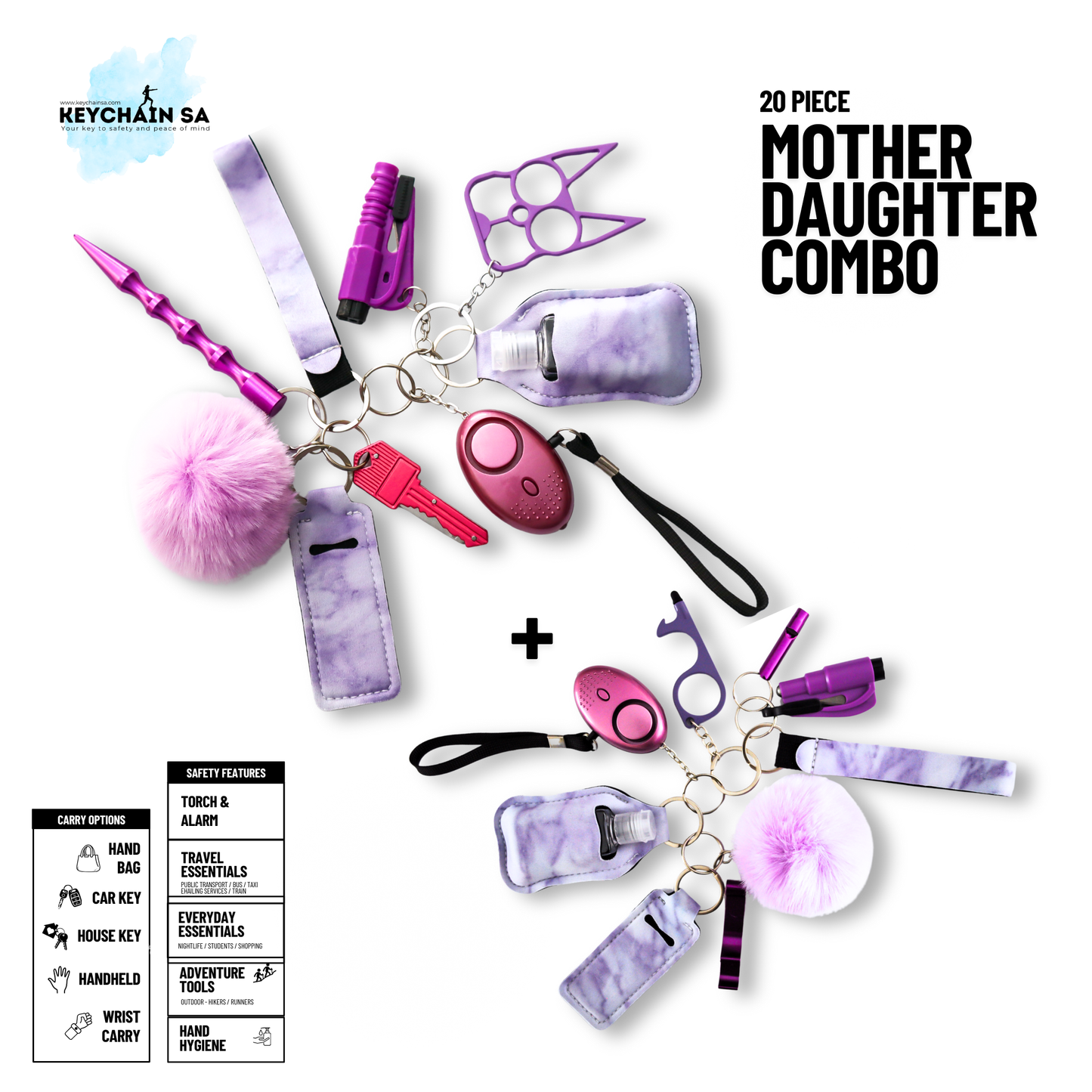 Mother-Daughter safety keychain combo