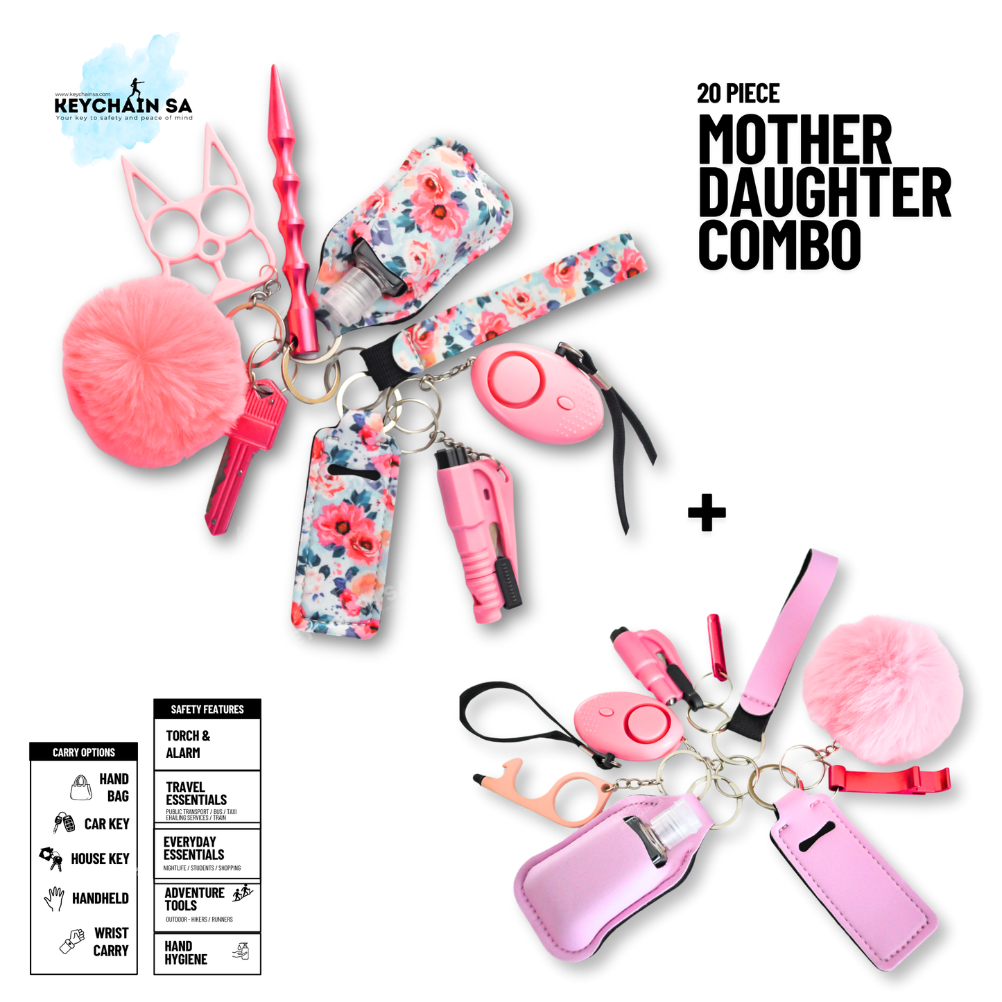 Mother-Daughter safety keychain combo