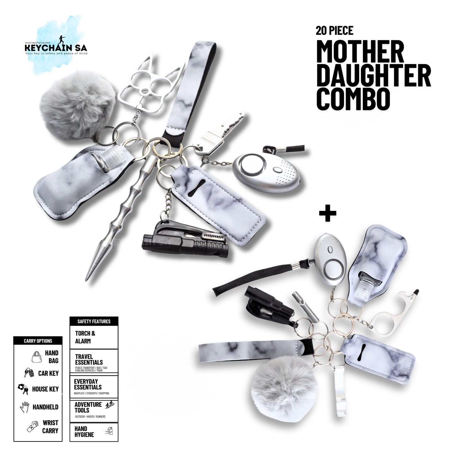 Mother-Daughter safety keychain combo